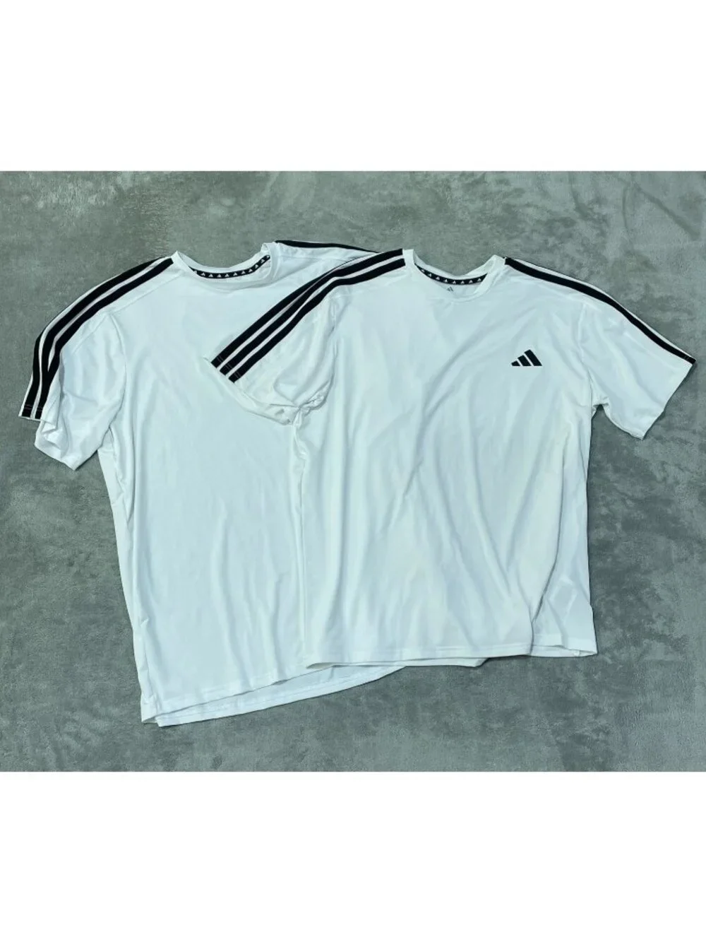 Bundle of 2 Adidas Men's XL White Active T-Shirt With Black Stripes